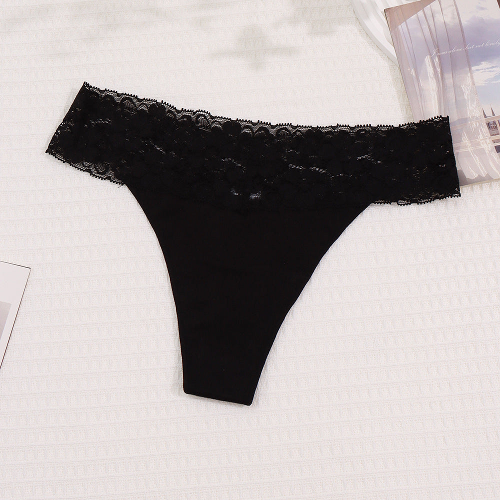 【Underwear】Dias New Panties Cotton Women's Lace Sexy Low Waist Seamless Breathable Invisible Underpants Simple Women's T-Back