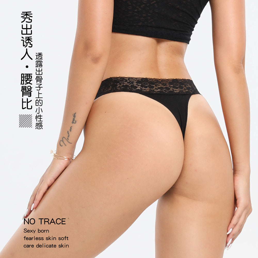 【Underwear】Dias New Panties Cotton Women's Lace Sexy Low Waist Seamless Breathable Invisible Underpants Simple Women's T-Back