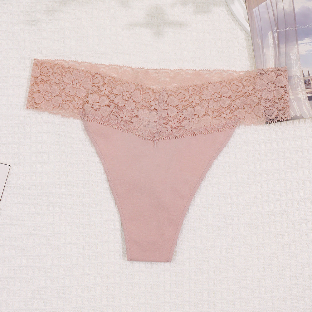 【Underwear】Dias New Panties Cotton Women's Lace Sexy Low Waist Seamless Breathable Invisible Underpants Simple Women's T-Back