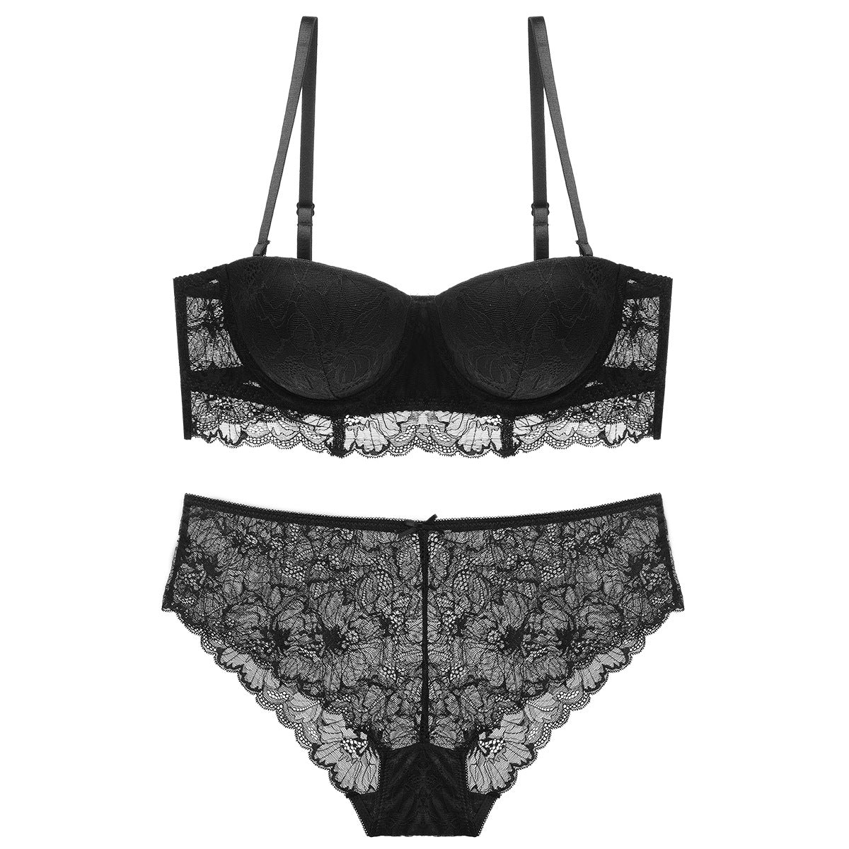 【 Underwear】1710 Foreign Trade Underwear European and American Lace Half Cup Bra Set