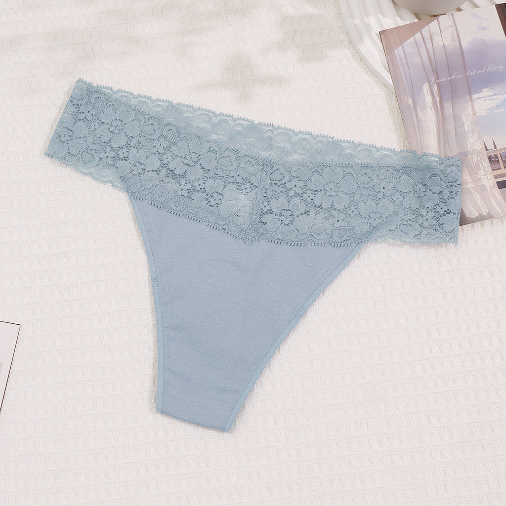 【Underwear】Dias New Panties Cotton Women's Lace Sexy Low Waist Seamless Breathable Invisible Underpants Simple Women's T-Back