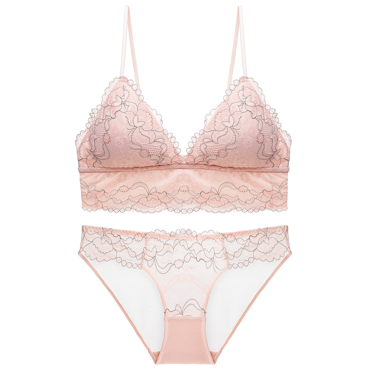 【Underwear】 1811Fashion Girl Wireless Triangle Cup Sexy Lace Thin Women's Bra Underwear Bra Set