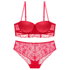 【 Underwear】1710 Foreign Trade Underwear European and American Lace Half Cup Bra Set