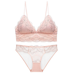 【Underwear】 1811Fashion Girl Wireless Triangle Cup Sexy Lace Thin Women's Bra Underwear Bra Set