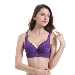 【Underwear】 Thin Cotton Cup plus Size Breast Holding Adjustable Bra Lace Push up Sexy Women's Underwear with Steel Ring