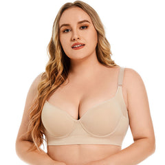 【Underwear】 Plus Size Glossy Surface without a Scratch Sexy Underwear Women Push up Breast Holding Anti-Sagging Bra with Steel Ring DeepVBra