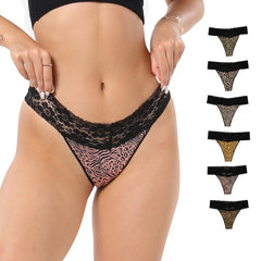 【Underwear】Plus Size Cotton Underwear Sexy Lace T-Back Invisible Low Waist Hip Lifting Briefs Pattern Support Knitting