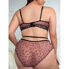 【Sexy clothing】Plus Size Sexy Underwear Lace Contrast-Color Bra T-Back Two-Piece Suit