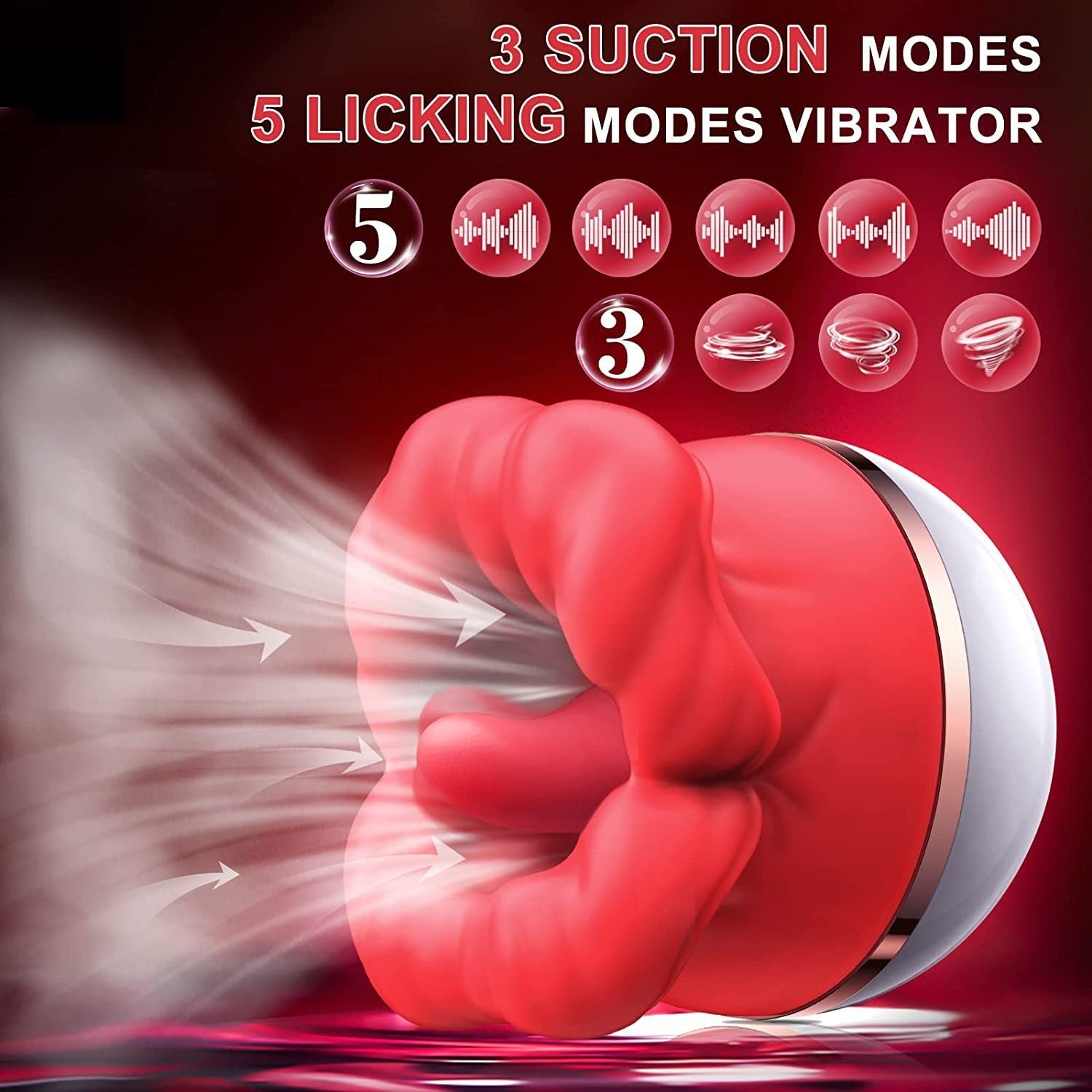 【Toy for women】Popular Red Lips Rose Big Mouth Sucking Tongue Licking Vibrator Female Device Adult Sex Product