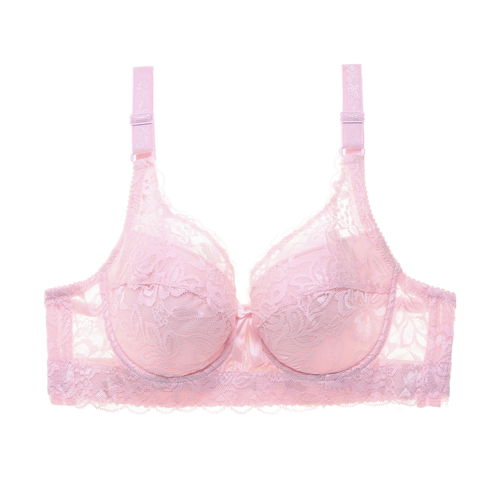 【Underwear】 Thin Cotton Cup plus Size Breast Holding Adjustable Bra Lace Push up Sexy Women's Underwear with Steel Ring